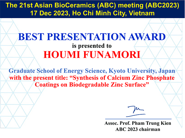 Funamori, ABC2023 Bset Presentation Award
